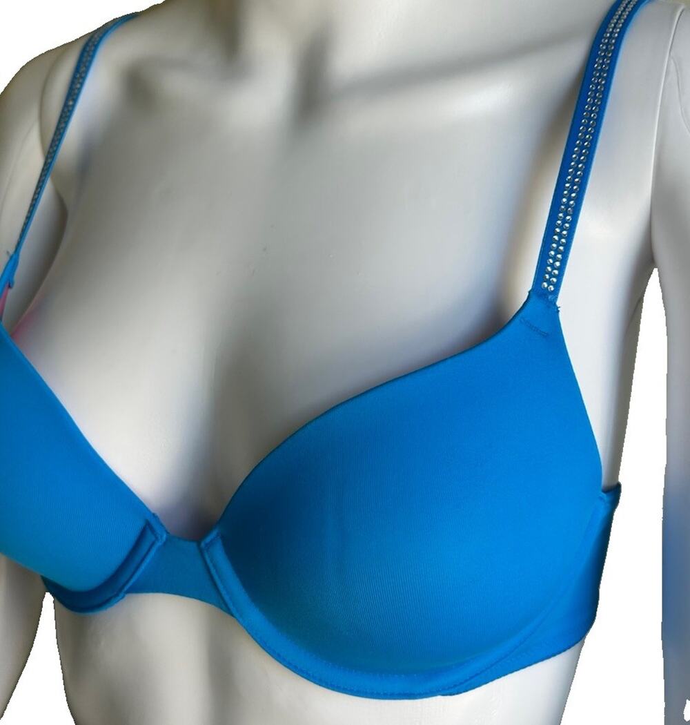 Victoria’s Secret PINK Wear Everywhere Rhinestone Strap Bra Blue 32B NWT